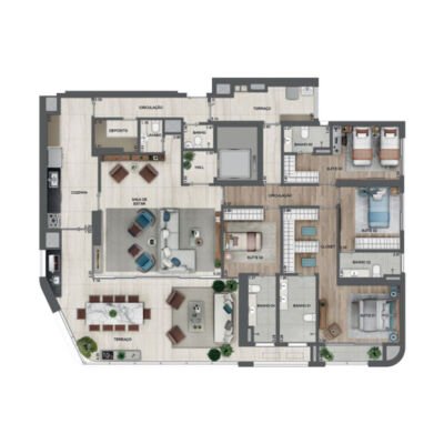 EZ Parque da Cidade - Planta 227m² - Tipo 4 suítes EZ Parque da Cidade - Planta 227m² - Tipo 4 suítes