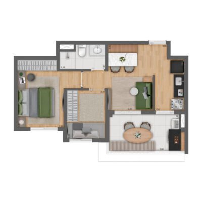 Plurall Cursino - Planta 45m² - 2 dorms Plurall Cursino - Planta 45m² - 2 dorms