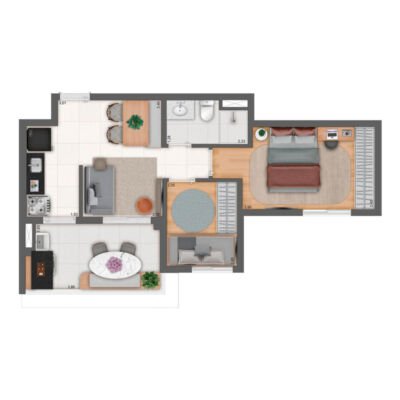 Plurall Cursino - Planta 46m² - 2 dorms Plurall Cursino - Planta 46m² - 2 dorms