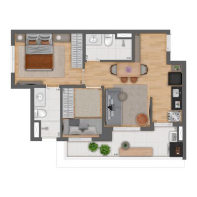 Plurall Cursino - Planta 52m² - 2 dorms Plurall Cursino - Planta 52m² - 2 dorms