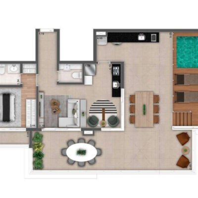 MAC Ibirapuera - Planta 125m² - Penthouse 1 suíte MAC Ibirapuera - Planta 125m² - Penthouse 1 suíte