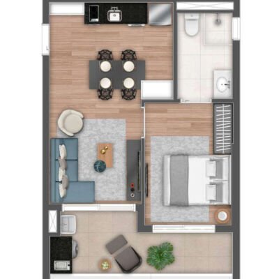 MAC Ibirapuera - Planta 44m² - 1 dorm NR MAC Ibirapuera - Planta 44m² - 1 dorm NR