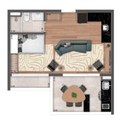 MAC Ibirapuera - Planta 49m² - Studio loft MAC Ibirapuera - Planta 49m² - Studio loft