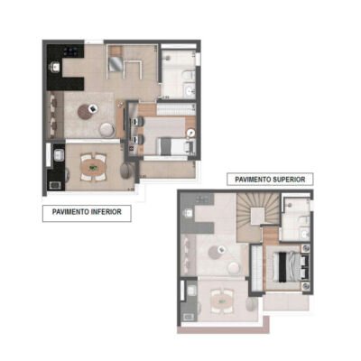 MAC Ibirapuera - Planta 71m² - Duplex | 2 dorms MAC Ibirapuera - Planta 71m² - Duplex | 2 dorms
