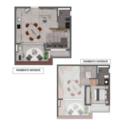 MAC Ibirapuera - Planta 71m² - Duplex opção | 1 suíte MAC Ibirapuera - Planta 71m² - Duplex opção | 1 suíte