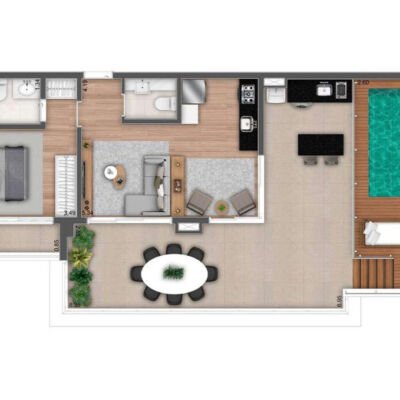 MAC Ibirapuera - Planta 103m² - Penthouse 1 suíte MAC Ibirapuera - Planta 103m² - Penthouse 1 suíte