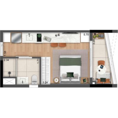 NDK Studios Moema - Planta 27m² - studio NDK Studios Moema - Planta 27m² - studio