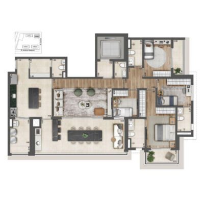 Alive Home Resort - Planta 170m² - 4 dormitórios Alive Home Resort - Planta 170m² - 4 dormitórios