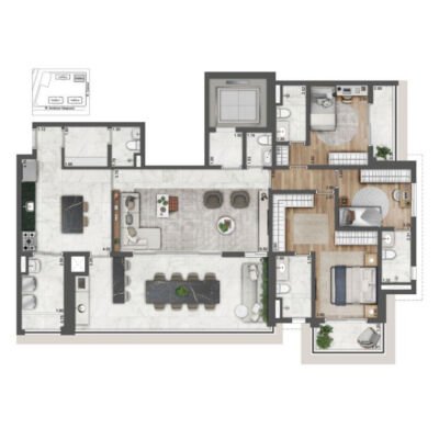 Alive Home Resort - Planta 170m² - Opção 3 suítes Alive Home Resort - Planta 170m² - Opção 3 suítes