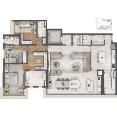 Alive Home Resort - Planta 188m² - Opção 3 suítes Alive Home Resort - Planta 188m² - Opção 3 suítes