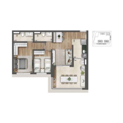 Alive Home Resort - Planta 72m² - 2 dorms Alive Home Resort - Planta 72m² - 2 dorms