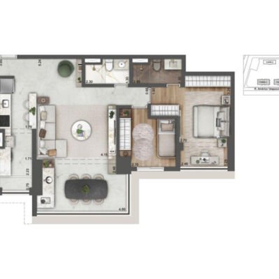 Alive Home Resort - Planta 85m² - Opção 2 dorms Alive Home Resort - Planta 85m² - Opção 2 dorms