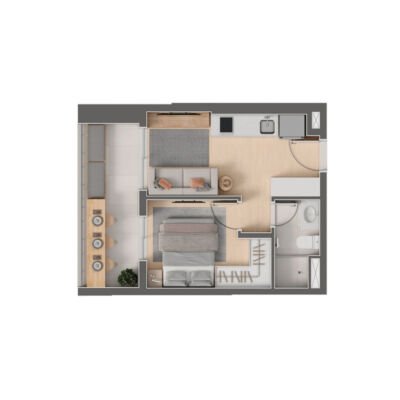 Criare Praça da Árvore - Planta 33m² - 1 dorm Criare Praça da Árvore - Planta 33m² - 1 dorm