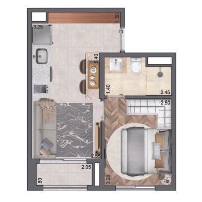 Quattri Cyrela Vila Mariana - Planta 32m² - 1 suíte Quattri Cyrela Vila Mariana - Planta 32m² - 1 suíte