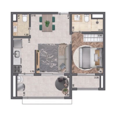 Quattri Cyrela Vila Mariana - Planta 47m² - 1 suíte Quattri Cyrela Vila Mariana - Planta 47m² - 1 suíte