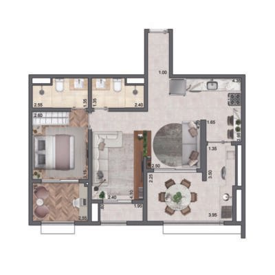 Quattri Cyrela Vila Mariana - Planta 70m² - Opção 1 suíte Quattri Cyrela Vila Mariana - Planta 70m² - Opção 1 suíte