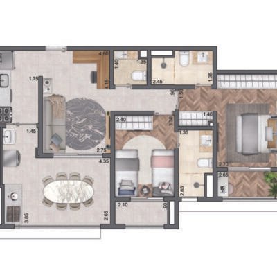 Quattri Cyrela Vila Mariana - Planta 77m² - 2 suítes Quattri Cyrela Vila Mariana - Planta 77m² - 2 suítes