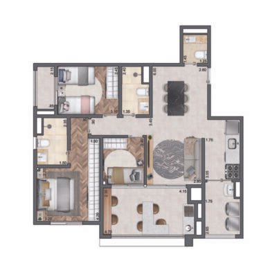 Quattri Cyrela Vila Mariana - Planta 87m² - 3 dorms Quattri Cyrela Vila Mariana - Planta 87m² - 3 dorms