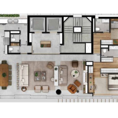 Casa Vila Nova by Helbor - Planta 183m² - Opção 2 suítes Casa Vila Nova by Helbor - Planta 183m² - Opção 2 suítes