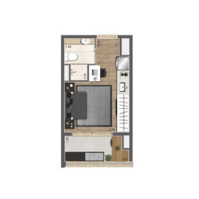 Legacy Klabin Studios - Planta 22m² Legacy Klabin Studios - Planta 22m²