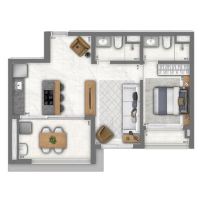 Trinity Vila Clementino - Planta 61m² - Opção 1 suíte Trinity Vila Clementino - Planta 61m² - Opção 1 suíte