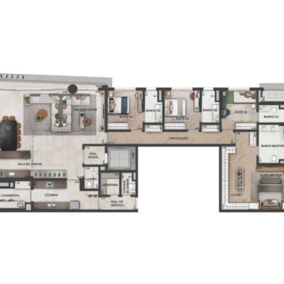 Vista Brooklin - Planta 261m² - 4 suítes Vista Brooklin - Planta 261m² - 4 suítes