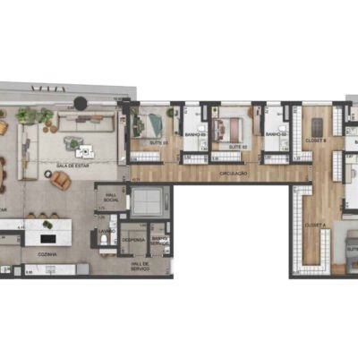 Vista Brooklin - Planta 261m² - Opção 3 suítes Vista Brooklin - Planta 261m² - Opção 3 suítes