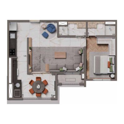 Brooklyn Bridge - Planta 58m² - 1 suíte Brooklyn Bridge - Planta 58m² - 1 suíte