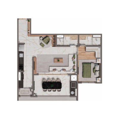 Brooklyn Bridge - Planta 67m² - 1 suíte Brooklyn Bridge - Planta 67m² - 1 suíte
