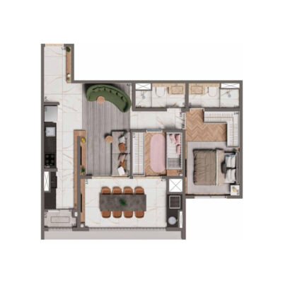 Brooklyn Bridge - Planta 67m² - 2 dorms Brooklyn Bridge - Planta 67m² - 2 dorms