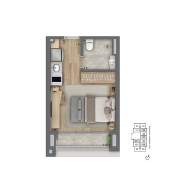 Helbor Patteo Vila Mariana Life & Office - Planta 26m² - studio Helbor Patteo Vila Mariana Life & Office - Planta 26m² - studio