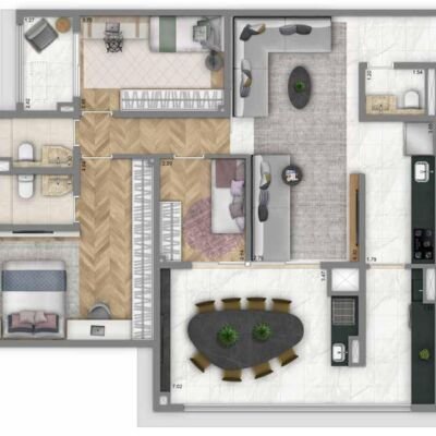 Living Wellness Aclimação - Planta 110m² - 3 dorms Living Wellness Aclimação - Planta 110m² - 3 dorms