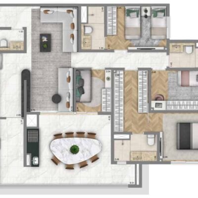 Living Wellness Aclimação - Planta 125m² - 4 dorms Living Wellness Aclimação - Planta 125m² - 4 dorms