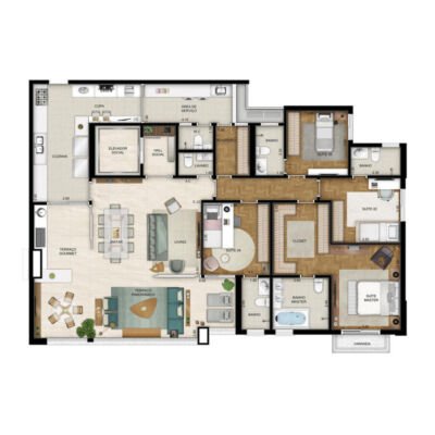 Only Cidade Jardim - Planta 186m² - 4 suítes Only Cidade Jardim - Planta 186m² - 4 suítes