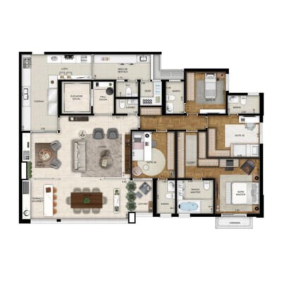 Only Cidade Jardim - Planta 186m² - 4 suítes opção Only Cidade Jardim - Planta 186m² - 4 suítes opção
