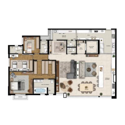 Only Cidade Jardim - Planta 211m² - 3 suítes opção Only Cidade Jardim - Planta 211m² - 3 suítes opção