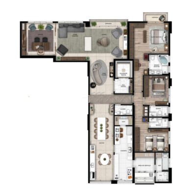 Only Cidade Jardim - Planta 233m² - 3 suítes Only Cidade Jardim - Planta 233m² - 3 suítes