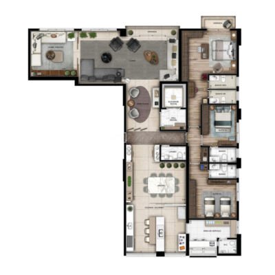 Only Cidade Jardim - Planta 233m² - 3 suítes opção Only Cidade Jardim - Planta 233m² - 3 suítes opção