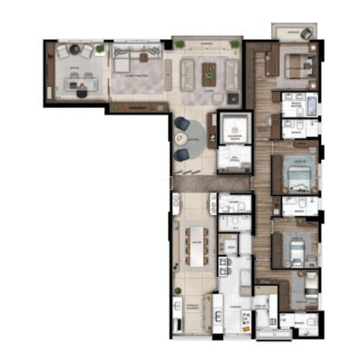 Only Cidade Jardim - Planta 233m² - 4 suítes Only Cidade Jardim - Planta 233m² - 4 suítes