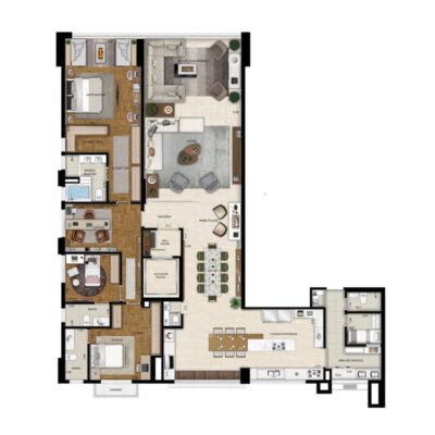 Only Cidade Jardim - Planta 252m² - 3 suítes Opção Only Cidade Jardim - Planta 252m² - 3 suítes Opção