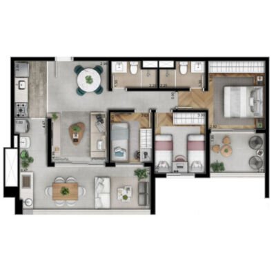 Reserva Caminhos da Lapa - Planta 91m² - 3 dorms Reserva Caminhos da Lapa - Planta 91m² - 3 dorms
