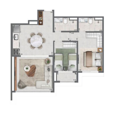 Secret Garden - Planta 69m² - 2 dorms Secret Garden - Planta 69m² - 2 dorms