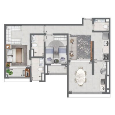 Secret Garden - Planta 78m² - 2 suítes Secret Garden - Planta 78m² - 2 suítes