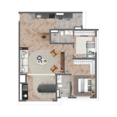 Secret Garden - Planta 82m² - Opção 2 suítes Secret Garden - Planta 82m² - Opção 2 suítes