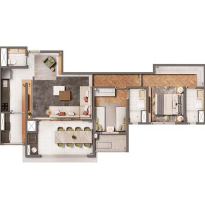 The Edition by Living Vila Mariana - Planta 87m² - 2 suítes The Edition by Living Vila Mariana - Planta 87m² - 2 suítes