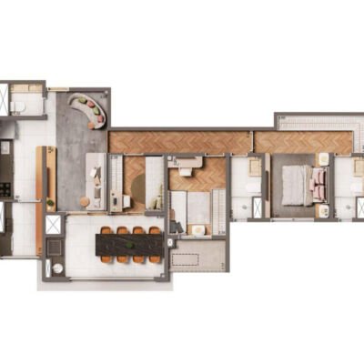 The Edition by Living Vila Mariana - Planta 87m² - 3 dorms The Edition by Living Vila Mariana - Planta 87m² - 3 dorms