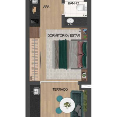 Air Brooklin - Planta 32m² - studio Air Brooklin - Planta 32m² - studio