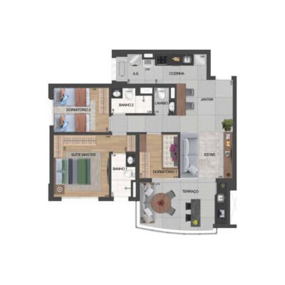 Air Brooklin - Planta 81m² - 3 dorms Air Brooklin - Planta 81m² - 3 dorms