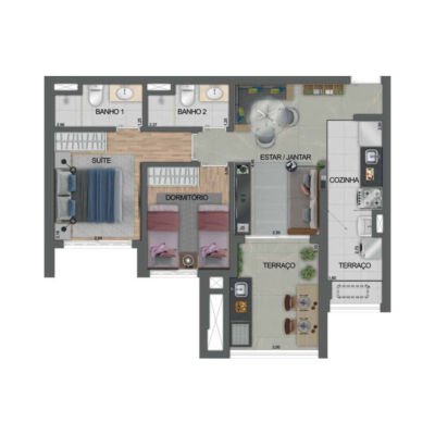 Dream View Sky Resort - Planta 64m² - 2 dorms Dream View Sky Resort - Planta 64m² - 2 dorms