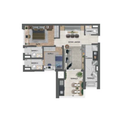 Dream View Sky Resort - Planta 73m² - 2 suítes Dream View Sky Resort - Planta 73m² - 2 suítes
